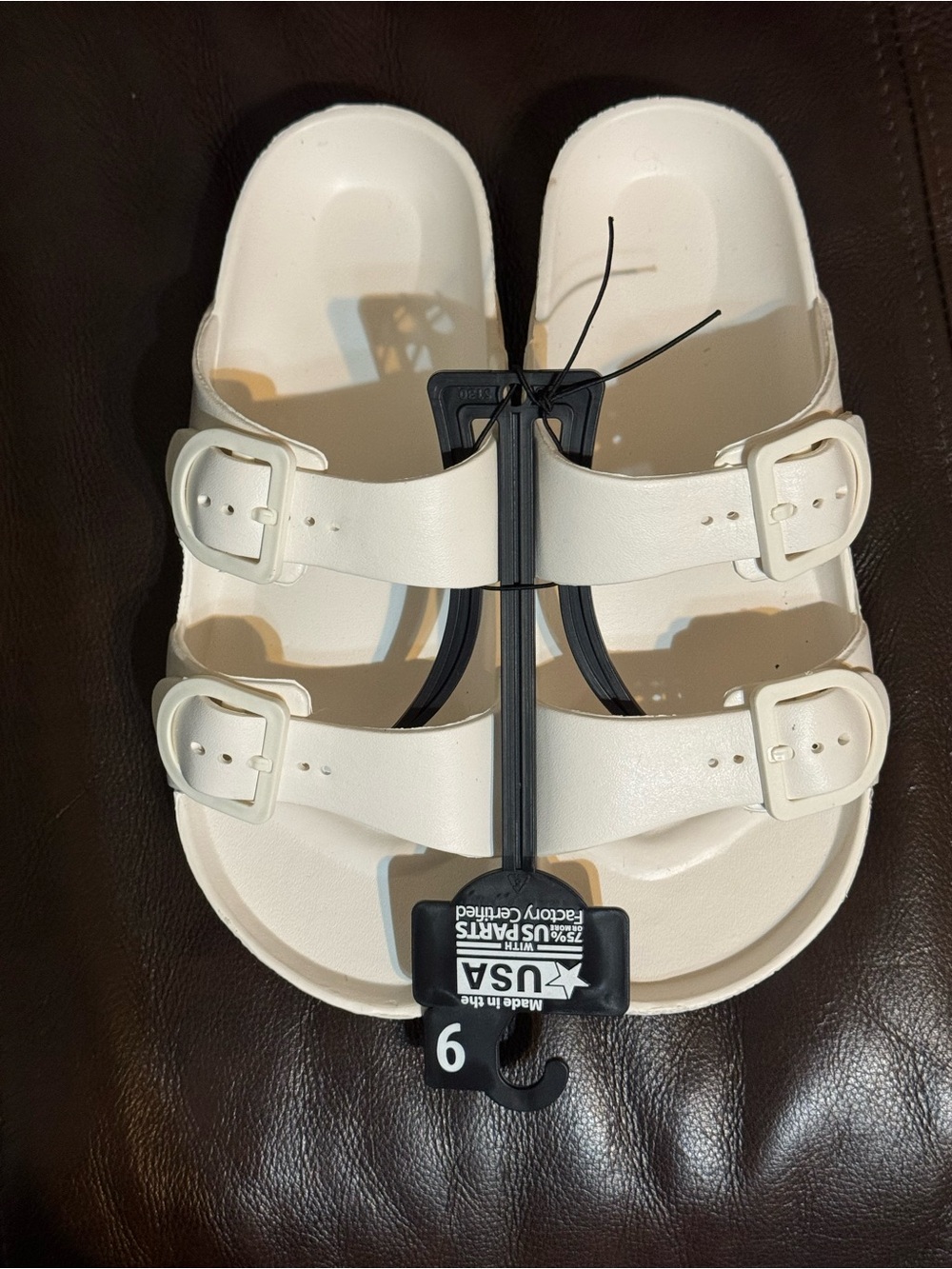 No Boundaries White Double-Strap Slide Sandals